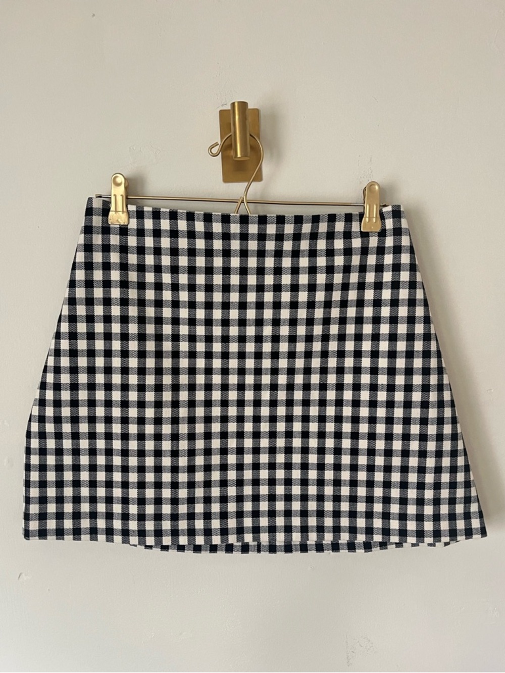 Maison d' Amélie Black and White Gingham neutral casual Mini Skirt size L